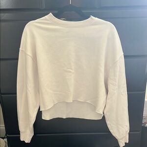 Cropped White Crewneck
